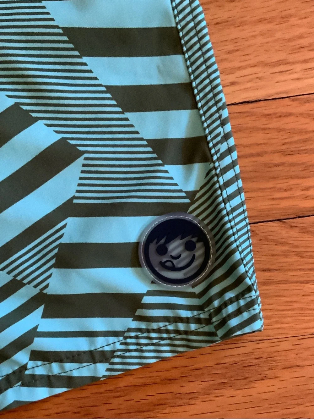Neff Boys Teal and Olive Green Geometric Swim Trunks
